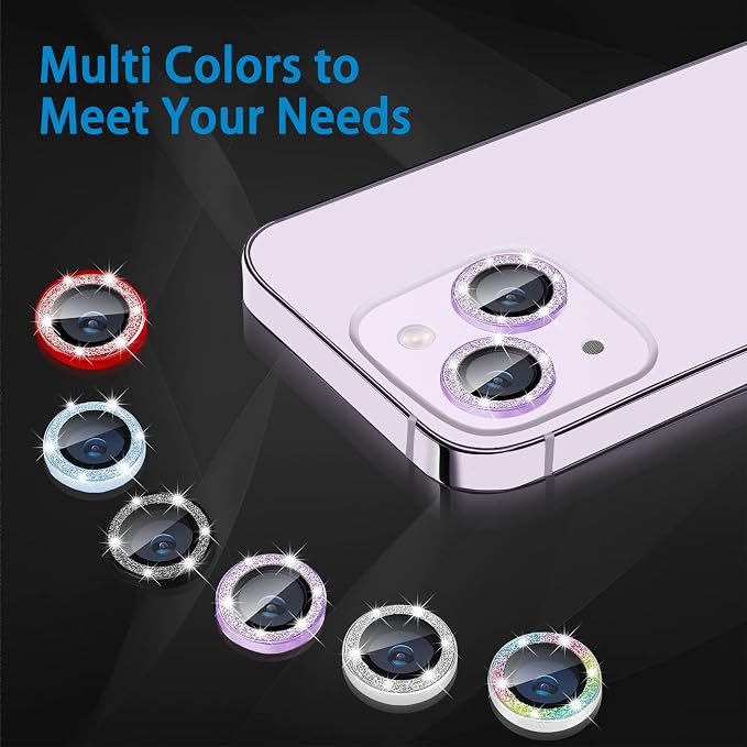 for iPhone 15 & iPhone 15 Plus Camera Lens Protector, Bling Glitter Diamond