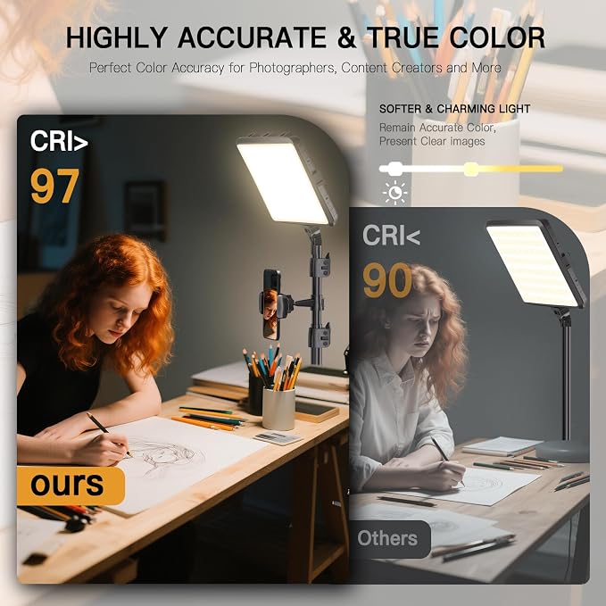 1-Pack LED Video Light Kit, NiceVeedi Photography Lighting Kit, 2800-6500K