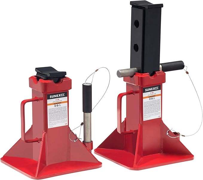 SUNEX TOOLS 1522A 22-Ton Jack Stands, Pair,Red and Sunex 533MD, 1 Inch Drive, 33mm Deep Impact Socket