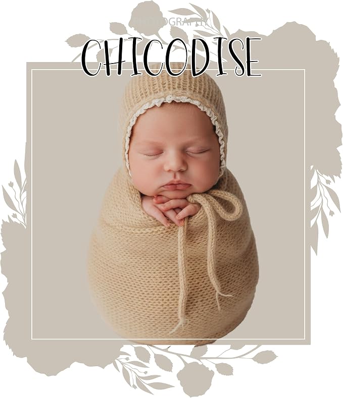 Newborn Photography Props Wraps & Ruffle Edge Bonnet