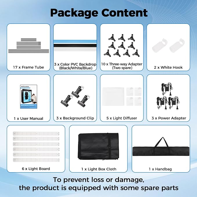 Photo Light Box, Portable 47"x20"x55" Photo Studio Light Box, Shooting Tent Kit