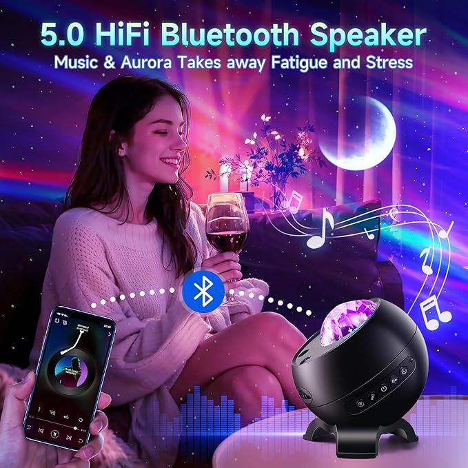 Northern Lights Projector Birthday Gifts for Him Galaxy Projector for Bedroom, 300+Colors Modes Aurora Light,15White Noise&Bluetooth Star Projector Galaxy Lights, Remote Ambient,Gifts for Boy