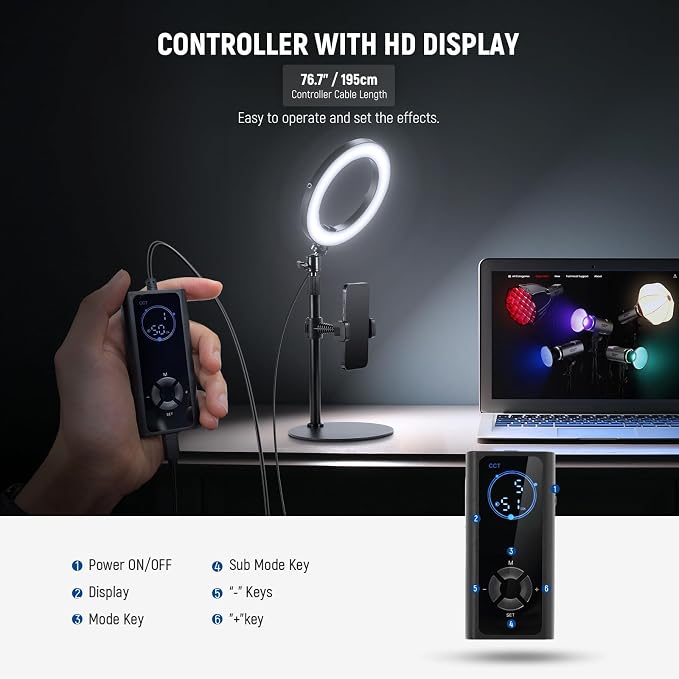 NEEWER 12" 24W High Power Desk Ring Light