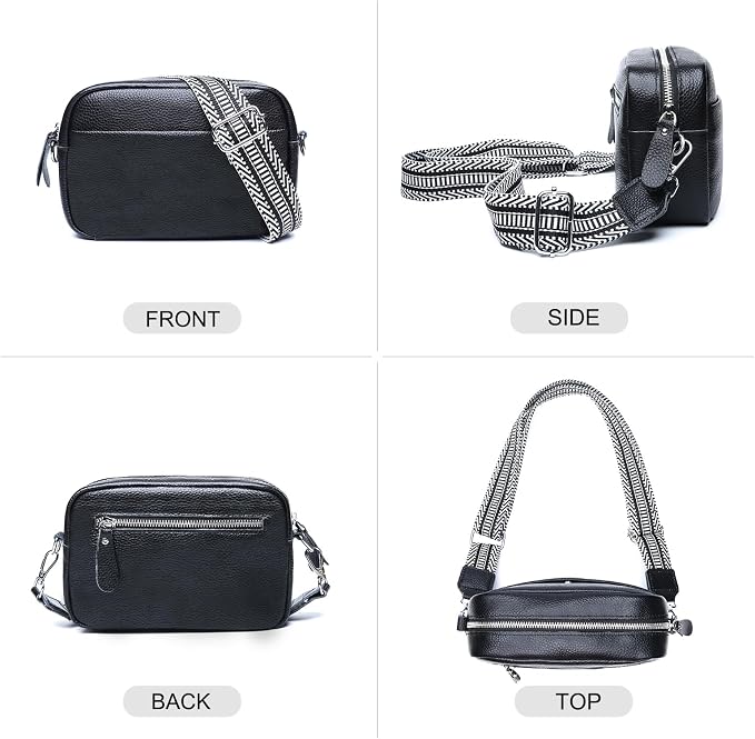 Small Crossbody Bags for Women Genuine Leather, Guitar Strap Shoulder Handbag
