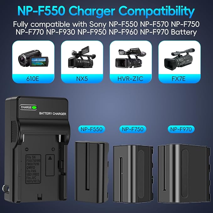 Artman NP-F550 Battery 2-Pack and Wall Charger