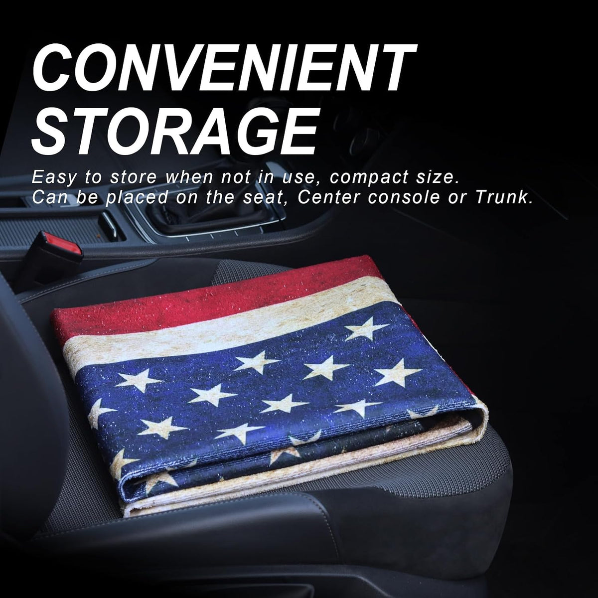 Sweat Towel Car Seat Cover Protector Front Seats for Gym Workout, Running, Swimming, Beach and Hiking, Waterproof Universal Seat Cover for Car, Trucks, Van & SUV (1, American Flag, Front)