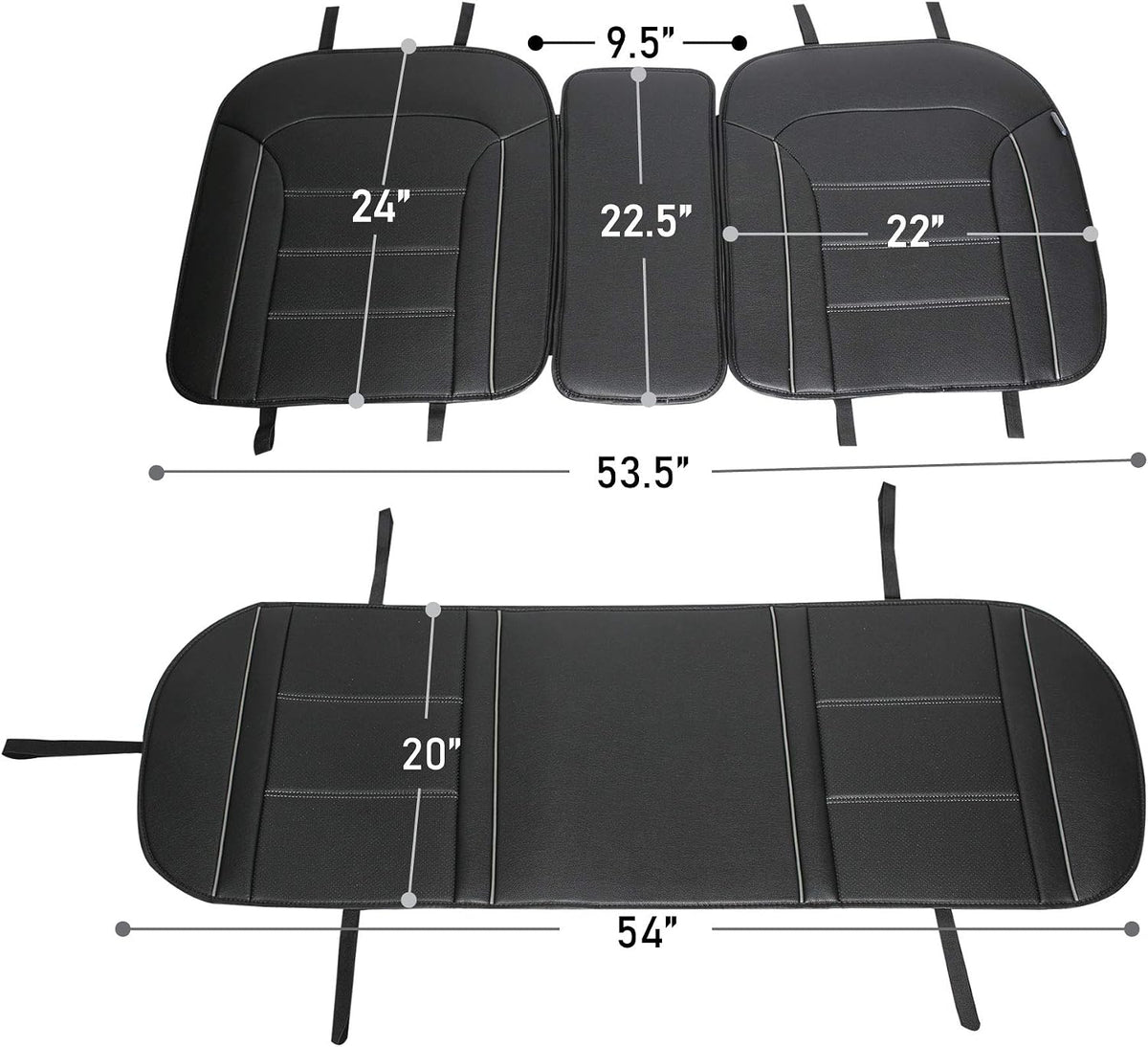 FH Group Universal Fit Back Seat Faux Leather Car Seat Cover, Rear Seat Covers for Cars with Rear Split Bench, Car Interior Accessories for SUV, Sedan, Van, Gray