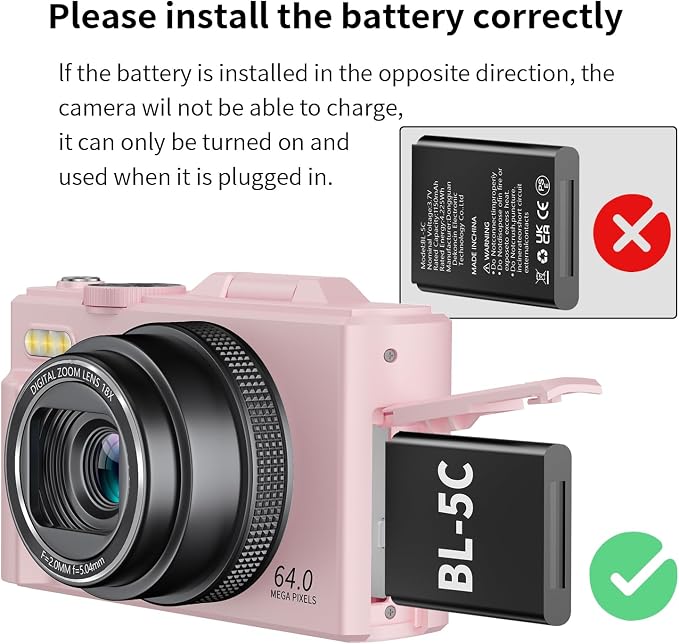 4K Digital Camera for Photography, 64MP Vlogging Camera for YouTube