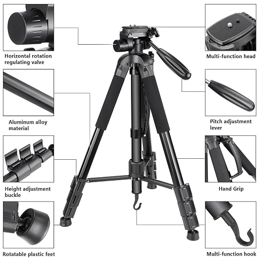 NEEWER Portable Aluminum Alloy Camera 2 in 1 Tripod Monopod Max. 70"/177cm