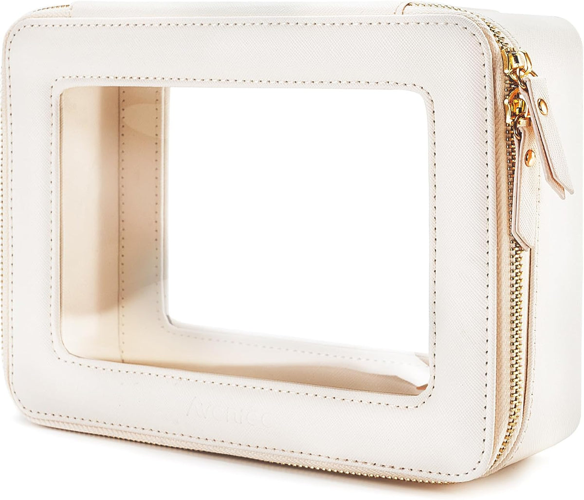 Aveniee Clear Makeup Bag Organizer,Large Travel Toiletry Bag for Women, Waterproof Cosmetic Pouch with Zippers,Car Organizers and Storage Case for Accessories,White