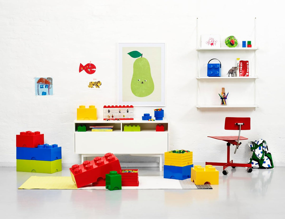 Room Copenhagen, LEGO Storage Brick Box - Stackable Storage Solution - Brick 8, Cool Yellow