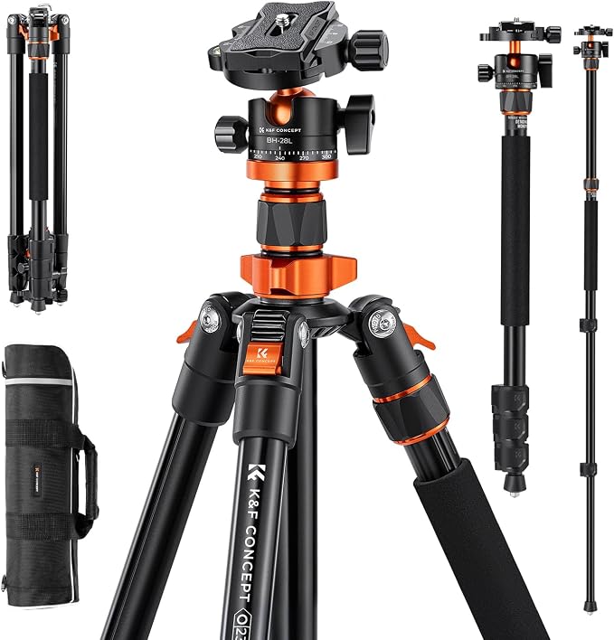 K&F CONCEPT Tripod for Camera, Stable Heavy Duty Travel Tripod for DSLR Cameras