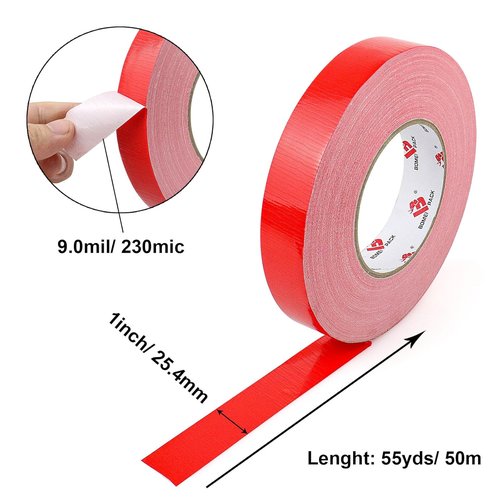 BOMEI PACK Heavy Duty Waterproof Duct Tape - 1 Inch x 60 Yards, No Residue, Tear by Hand (Red)