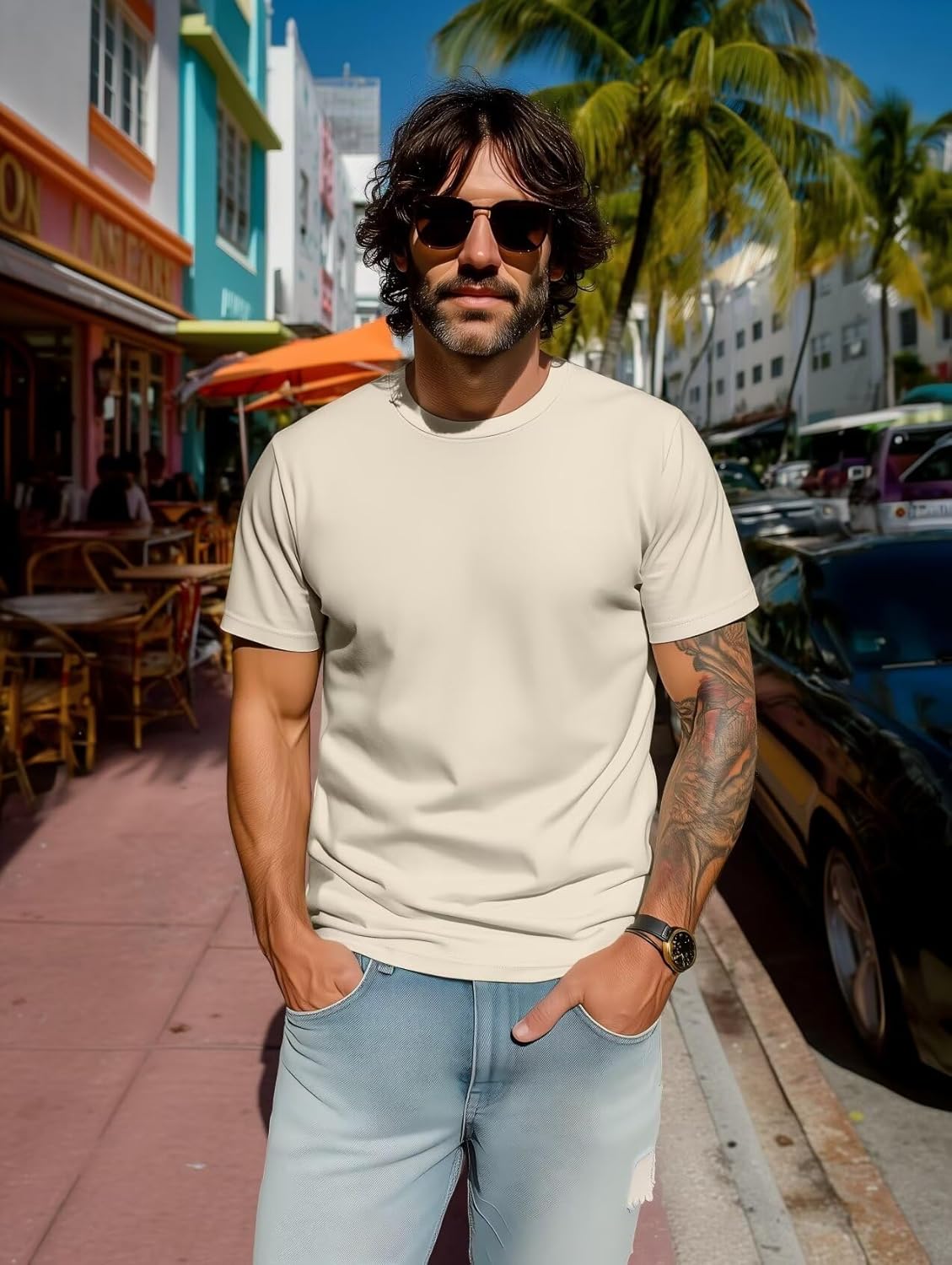 Zengjo Men's Crewneck T-Shirts - Soft, Relaxed Fit Basic Tees in Triblend Fabric
