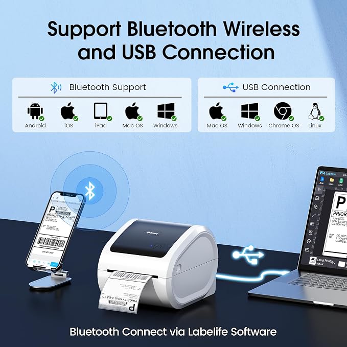Bluetooth Shipping Label Printer 4x6