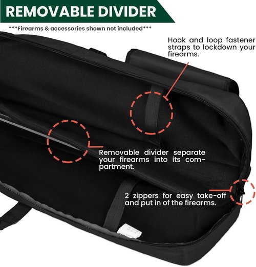 HUNTSEN Soft Double Rifle Case - Padded Handle, Adjustable Sling, Dual Lockable Zippers | 38" to 52" Sizes