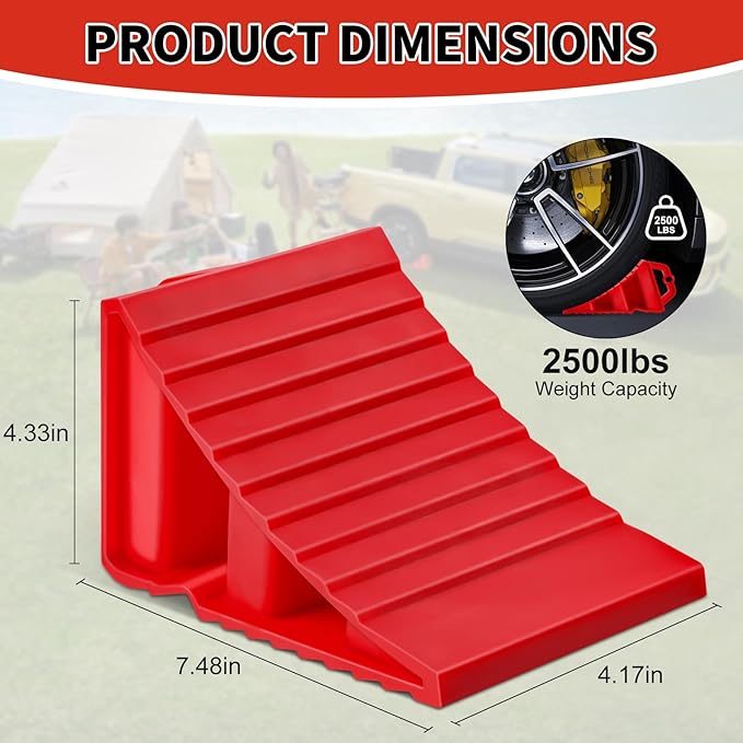 Wheel Chocks for Trailers, 4 Pack Hard Plastic RV Wheel Chocks with Handles for Easy Removal, Tire Chock for Cars Wheels, Keep Your Truck or Camper in Place