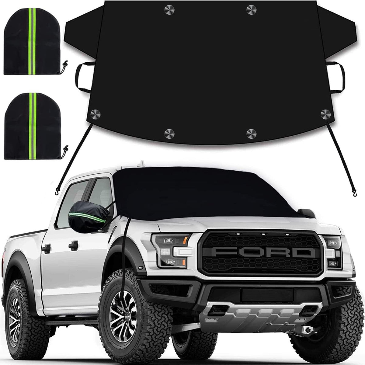 Windshield Cover for Ice and Snow, Car Windshield Snow Cover, Thicken Windshield Frost Cover Waterproof Windshield Snow Ice Cover with Side Mirrors Cover for Most SUVs Trucks (74"x 47")