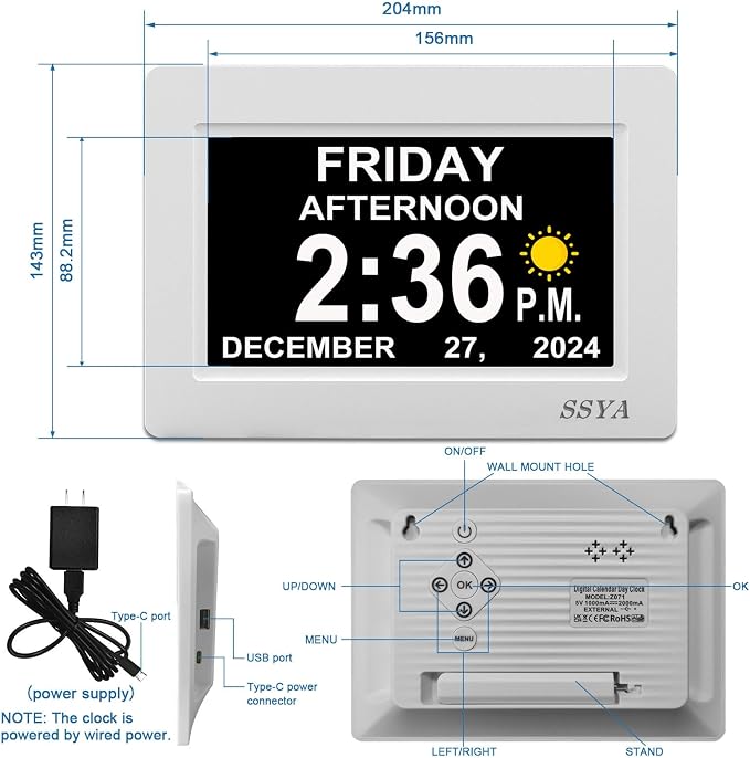 SSYA Digital Calendar Alarm Clock