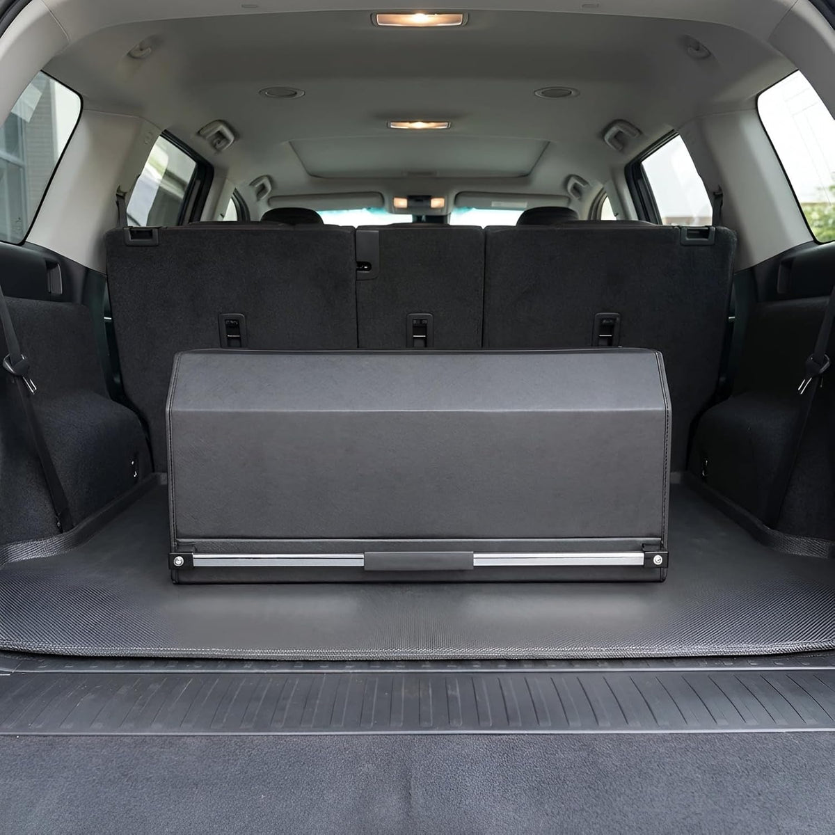 Trunk Organizer with Magnetic Lid, Leather Car Trunk Storage Organizer
