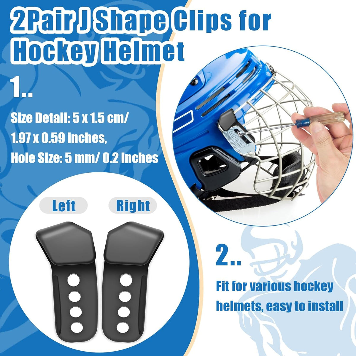 Skiennix Hockey Helmet Repair Kit - 31PCS with J Clips, Rubber Gaskets & Visor Clips | Complete Hardware Set