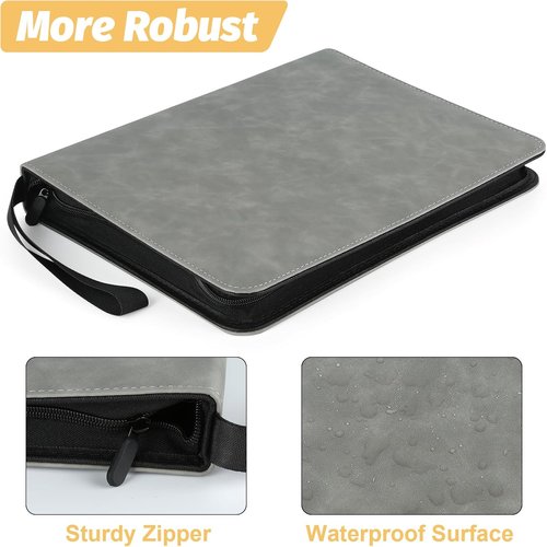 GERMUN 9 Pocket Card Binder - Premium Zip Trading Card Album for MTG, TCG & Sports Cards | Grey Color, 720 Double-Sided Pockets