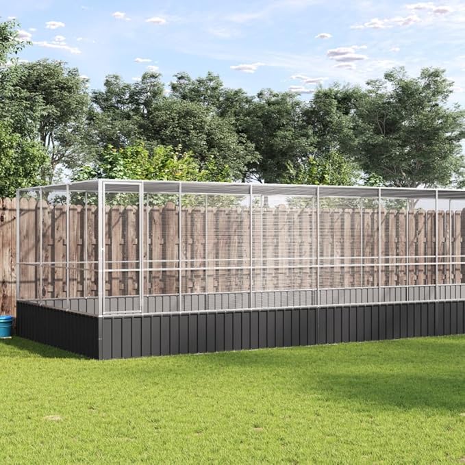 Steel Aviary with Extension, Large Bird Cage with Lockable Door, Aviary Spacious and Versatile Cage Ideal for Parakeets, Parrots, Lovebirds, Cockatiels, Pigeons, 366.9"x120.9"x83.5",-288