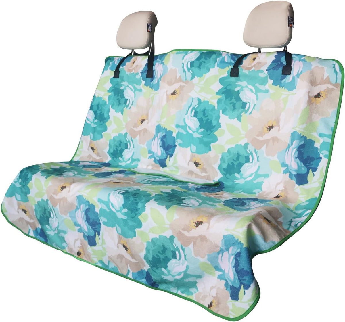Sweat Towel Car Seat Cover Protector Front Seats for Gym Workout, Running, Swimming, Beach and Hiking, Waterproof Universal Seat Cover for Car, Trucks, Van & SUV (1, Cyan Flower, Rear Seat)