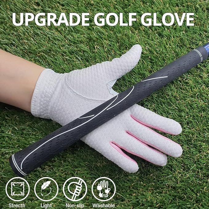 J&S Sporting G-Plus Women's Ladies Golf Gloves, Both Hand (2 Pairs)/Left Hand or Right Hand 4 Pack, Nonslip Durable for Golf Practice