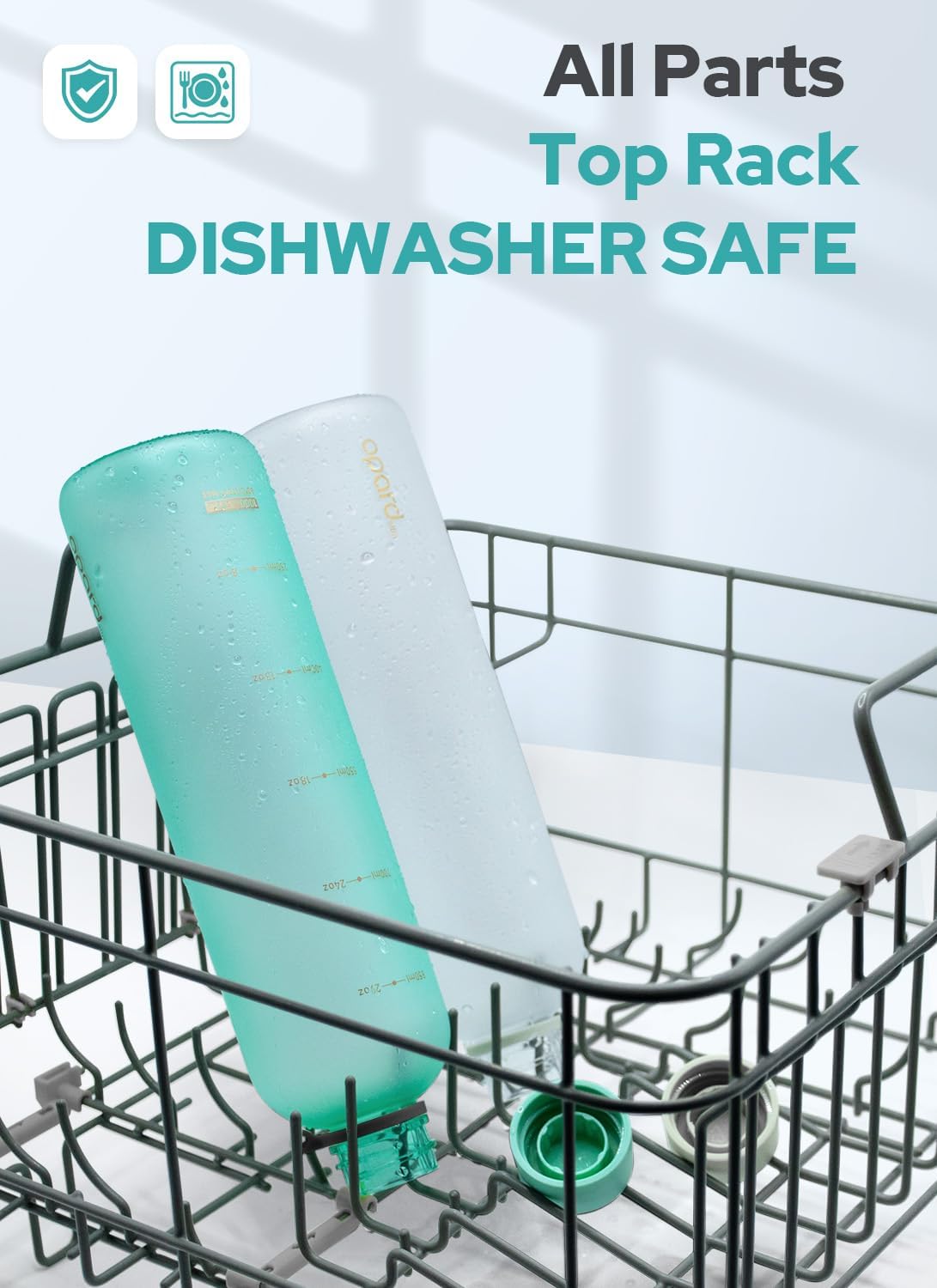 Opard 32oz Slim Water Bottle - BPA-Free, Leakproof, Dishwasher Safe | Aqua Green, Perfect for Travel & Sports