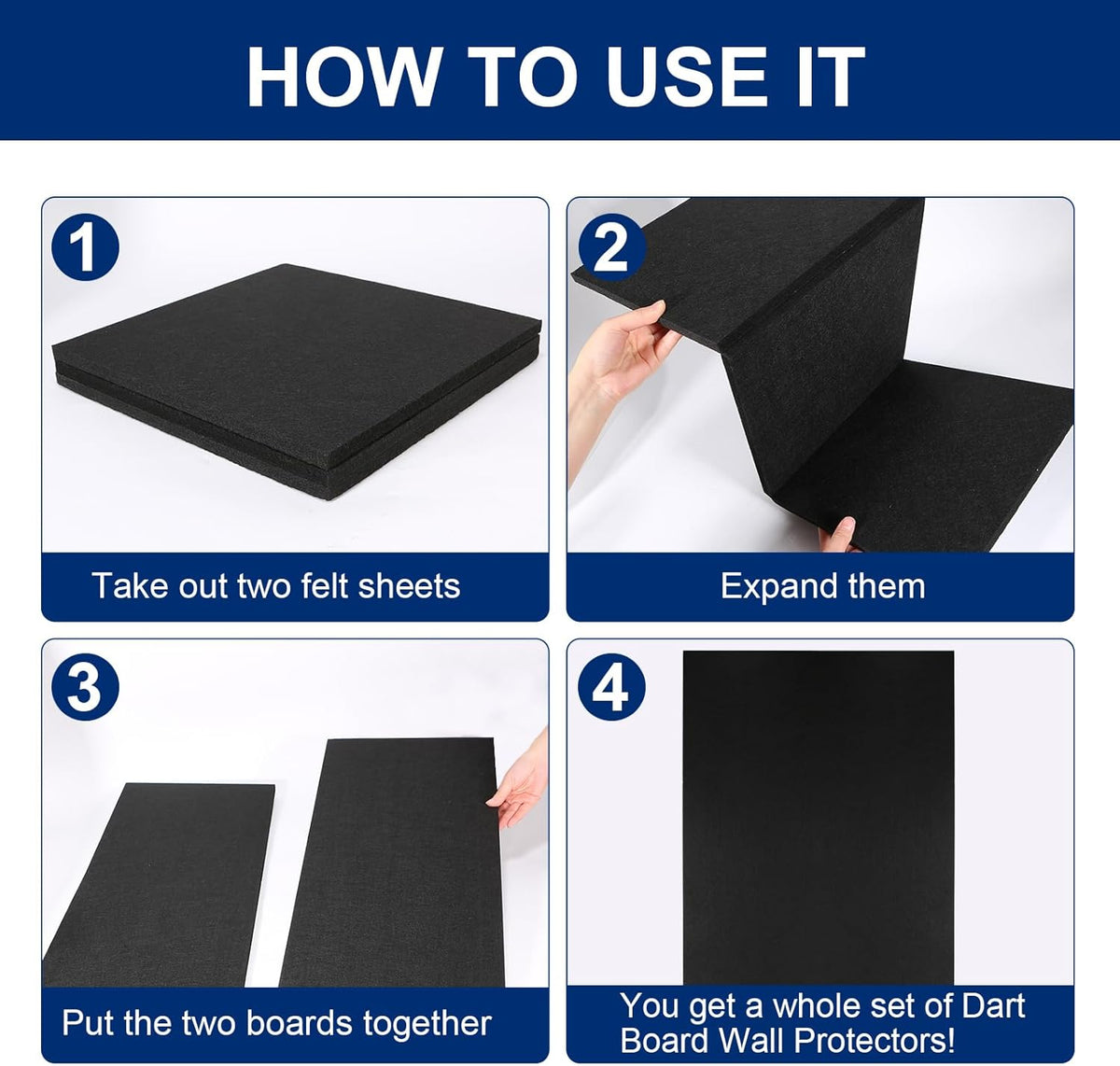 Protect Your Walls with Dart Board Wall Protectors - 36" H x 24" W Felt Surround Tiles