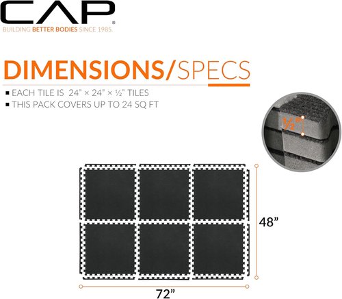 CAP Barbell Interlocking EVA Foam Puzzle Mat Tiles - 24" x 24" x 1/2" | Durable & Versatile Colors