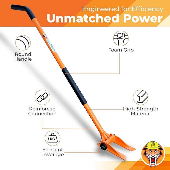 60” Demolition Pry Bar & Crowbar – Round Handle Wrecking Bar for Ceiling & Wall Demo – Heavy Duty Nail Puller Tool for Contractors, Firefighters & Home Renovations