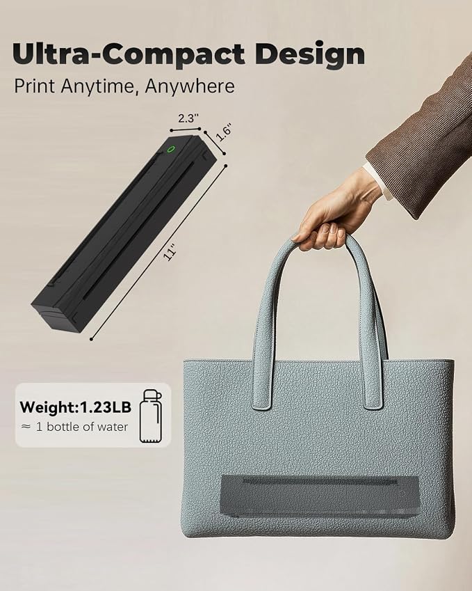Portable Printer Wireless for Travel, D80 Thermal Printer, Inkless Printers