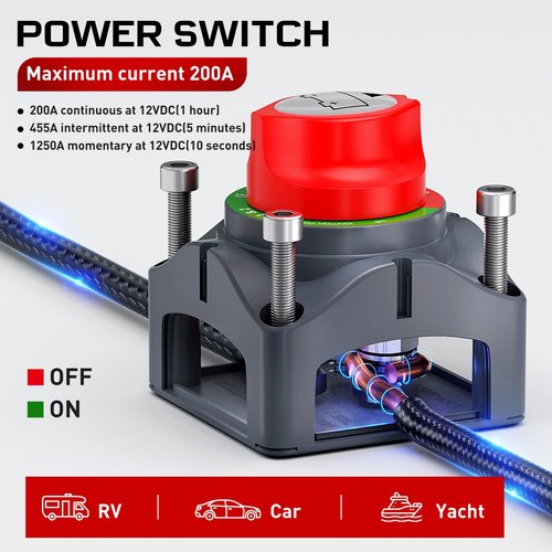 Nilight Heavy Duty Battery Switch - 12V/24V/48V 275A On/Off Power Cut Isolator for Truck, RV, Boat