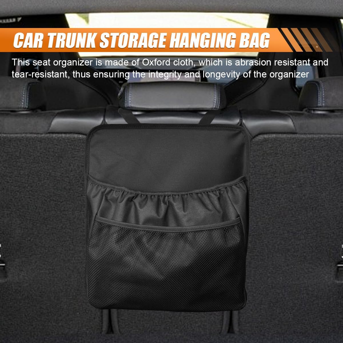 YoRise Car Trunk Organizer, Waterproof Oxford Cloth Backseat Car Organizer with Mesh Pouch, Automotive Storage Pocket, Seat Back Box Accessories for Cars, SUVs, Trucks (2PCS)