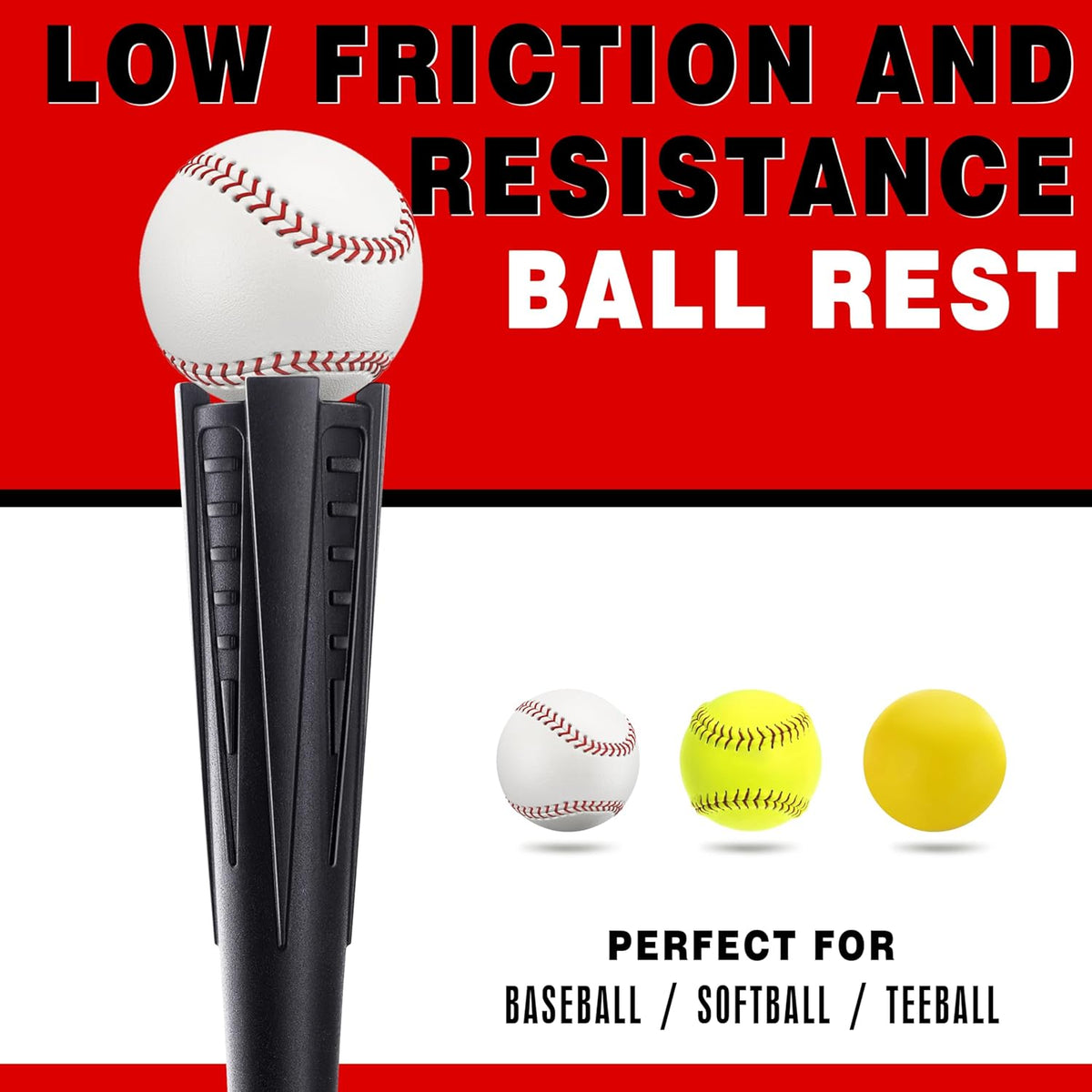 Skiennix 4-Prongs Ball Rest Batting Tee - Adjustable 23" to 44" for Baseball & Softball Hitting