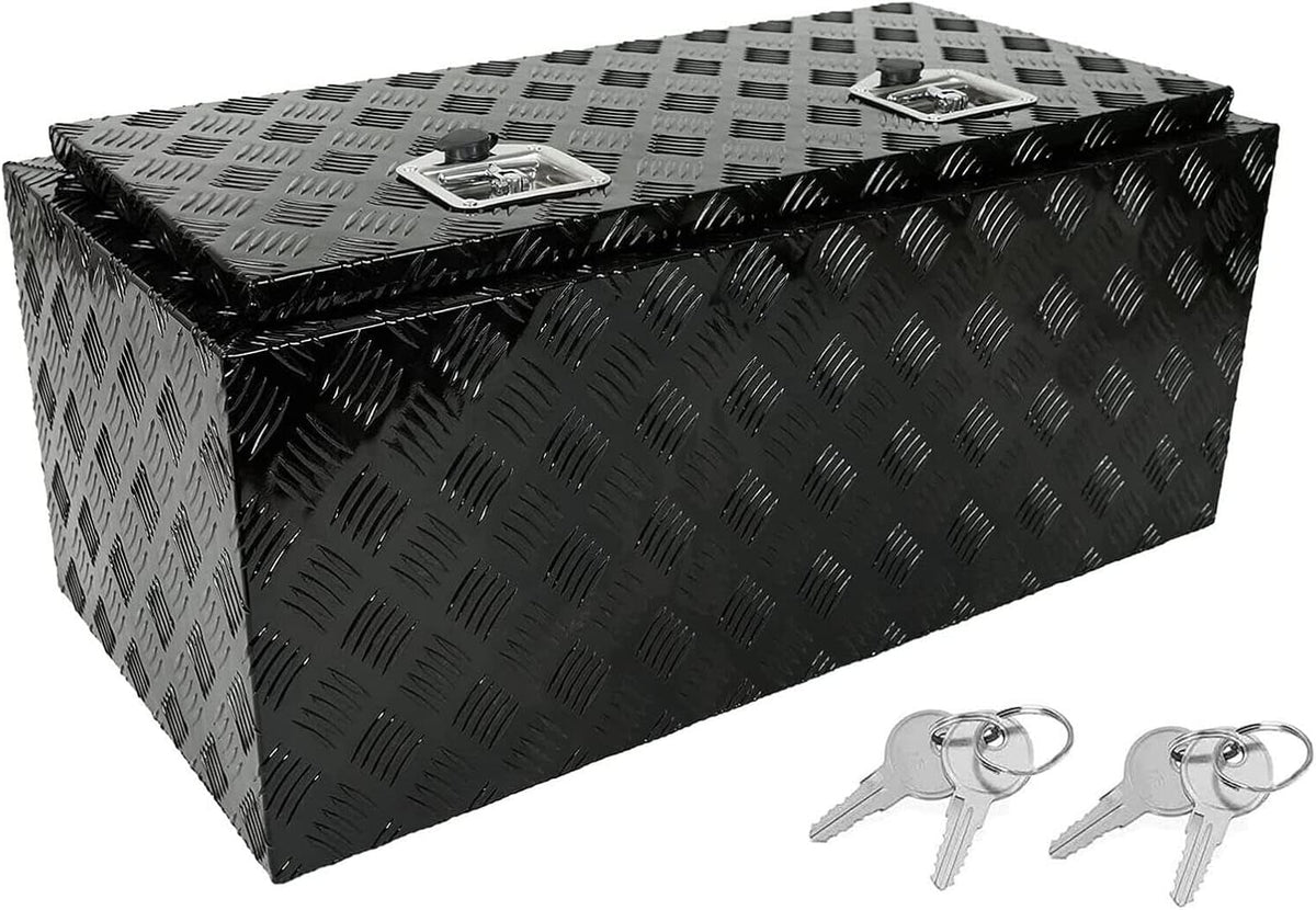 36"X18"X16" Aluminum Truck Underbody Tool Box Trailer RV Tool Storage Waterproof Under Bed with Lock Black