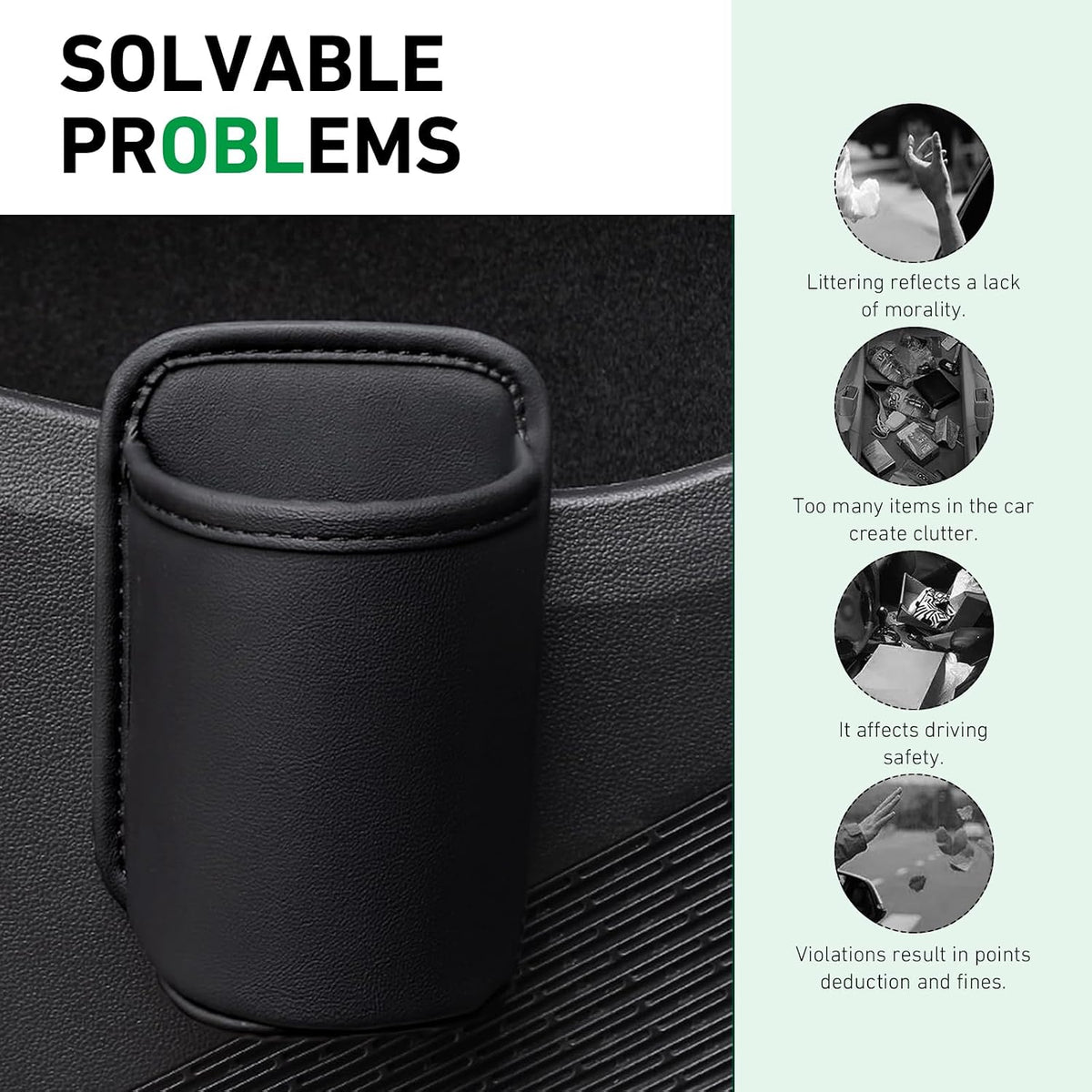 2PCS Car Cup Holder, Large Capacity Car Door Seat Clip-on Beverage Pocket Organizer, Leather Multi-Function Storage Bag, Universal for Most Sedans, Trucks, SUVs (Black)