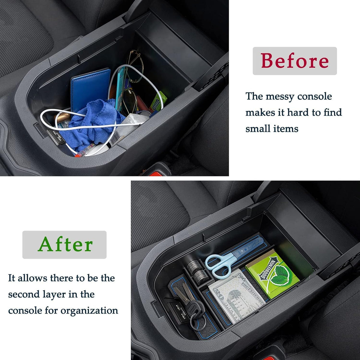 JDMCAR Center Console Tray Organizer for Toyota RAV4 2019-2025 Blue