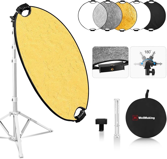 WELLMAKING 32'' Photography Reflector Dual Handle Collapsible 5-in-1