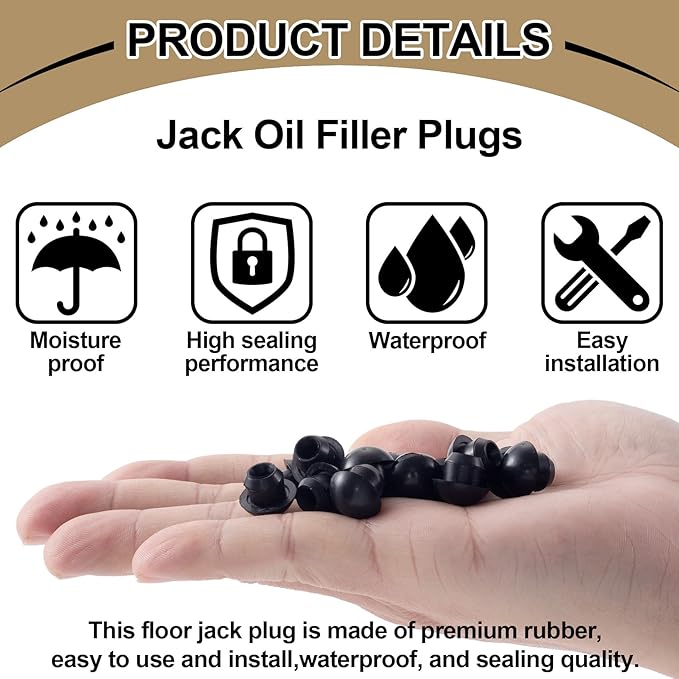 12pcs Hydraulic Jack Oil Filler Plug, Conical Floor Jack Plug, Universal Bottle Jack Accessories, Rubber Jack Filler Bung for Oil Reservoir Filler Hole
