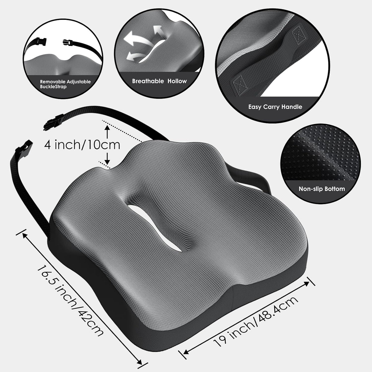 Seat Cushion for Truck Driver, Extra Large Memory Foam Car Seat Cushions for Long Driving - Orthopedic Sciatica & Tailbone Pain Relief, Comfort Support for Road Trip Essentials