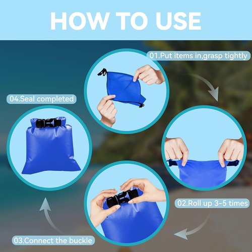 6PCS Waterproof Dry Bags by [Brand Name] - Lightweight Outdoor Storage for Kayaking, Hiking & Camping