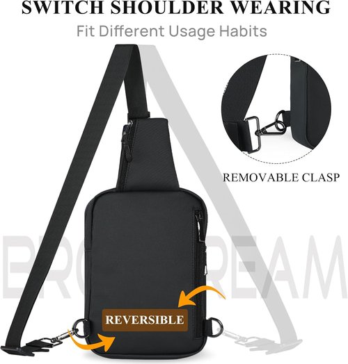 BROADREAM Mini Sling Bag - Waterproof RFID Crossbody Backpack for Men & Women | Ideal for Hiking & Travel