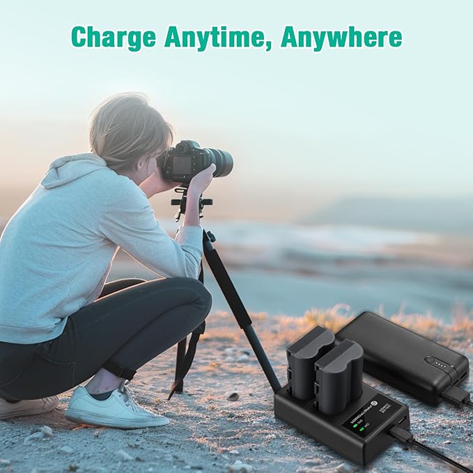 FirstPower BP-511 BP-511a Battery 2-Pack 2200mAh and Dual USB Charger