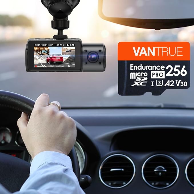 Vantrue 256GB microSDXC UHS-I U3 4K UHD Video High Speed Transfer Monitoring SD