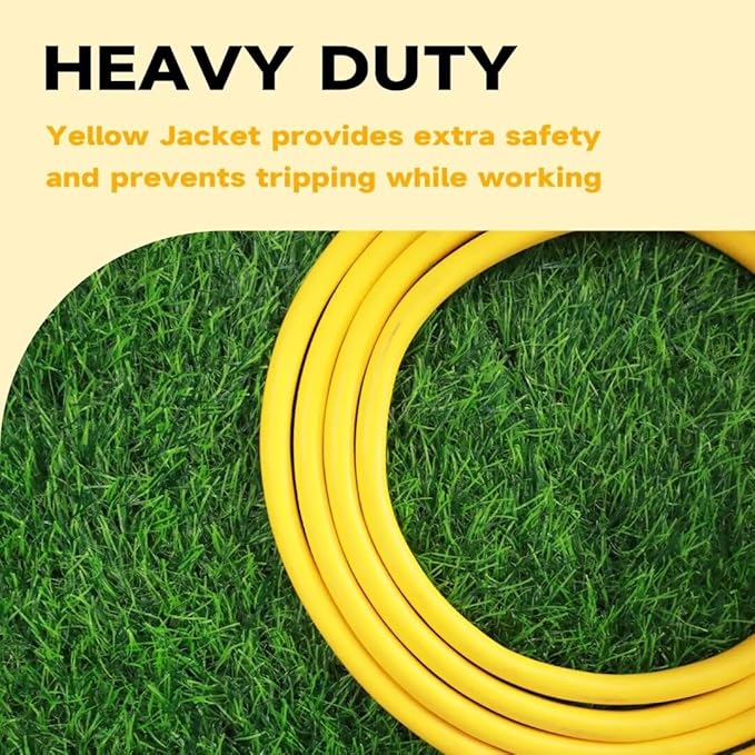 Outdoor Extension Cord with Lighted End, 12 Gauge Heavy Duty 6 FT, 3 Prong Grounded 15 Amp Extension Cord, 12/3 SJTW Waterproof Power Cord for Appliance, UL Listed, Yellow