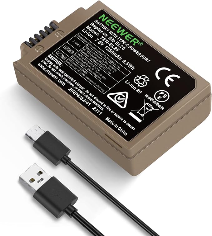NEEWER Zfc Z30 Z50 Replacement Battery 1250 mAh EN-EL25, Compatible