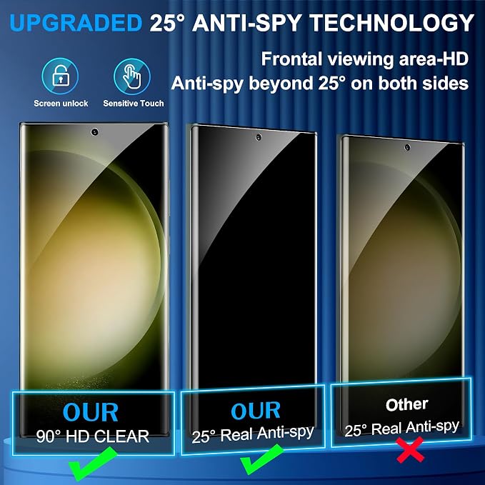 Galaxy S23 Ultra Privacy Screen Protector, 9H Tempered Glass, Ultrasonic